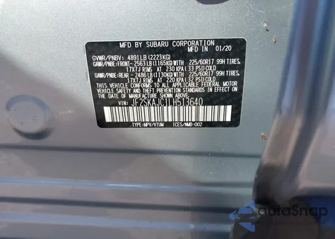 2020 Subaru Forester Premium z USA, uszkodzony, nr VIN JF2SKAJC1LH513640